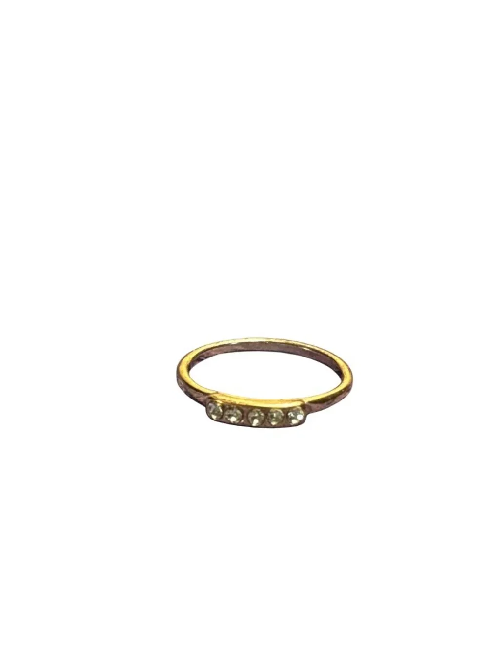 Copper Color Clear Rhinestone Ring Size 8.5 Dainty Minimalist